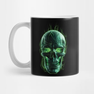 Green Flaming Skull Mug